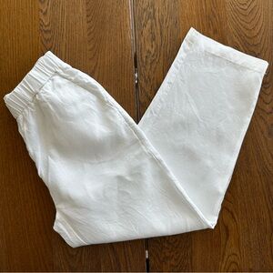 Quince European Linen White Ankle Pants Summer Beach Casual Coastal Travel